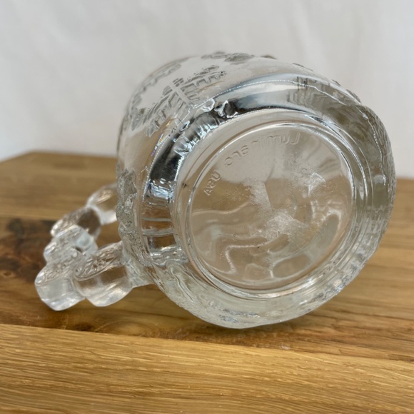 Luminarc USA Clear Glass 3D Christmas Holiday Snowman Santa 2 Mugs VINTAGE - Picture 2 of 10